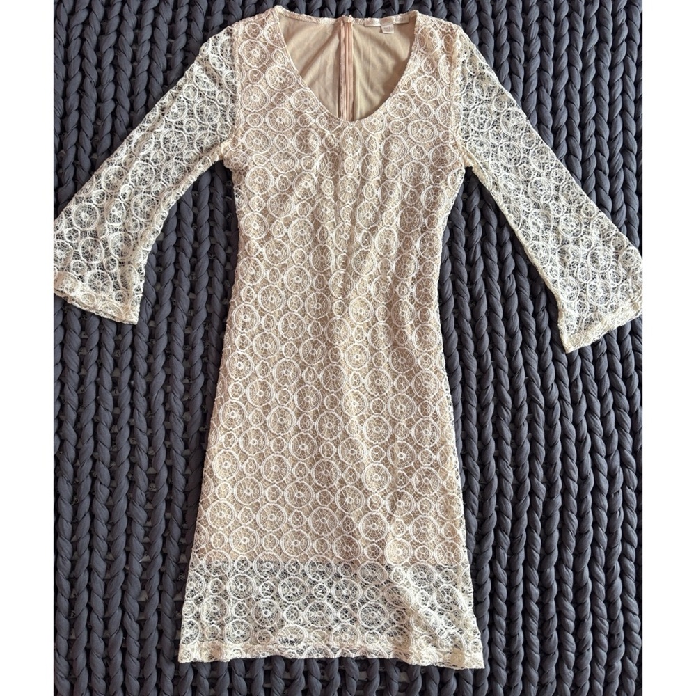 Boston Proper Cream Lace Top